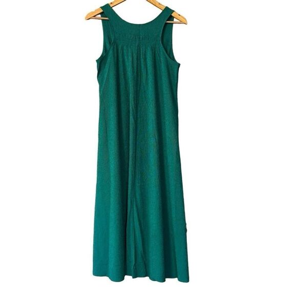 Athleta Emerald Green Echo Midi Dress Size Medium Ruched Waist Maxi Tank - Picture 4 of 13